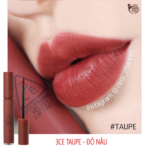 [Giá Tốt Nhất] Son 3CE Velvet Lip Tint Taupe Màu Đỏ Nâu