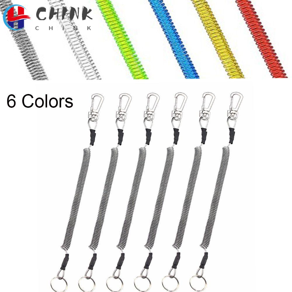 Dây Lò Xo Co Giãn Chống Thất Lạc Bằng Nhựa Chất Lượng Cao 1.2M / 1.5M Gắn Móc Chìa Khóa Cho Hoạt Động Ngoài Trời