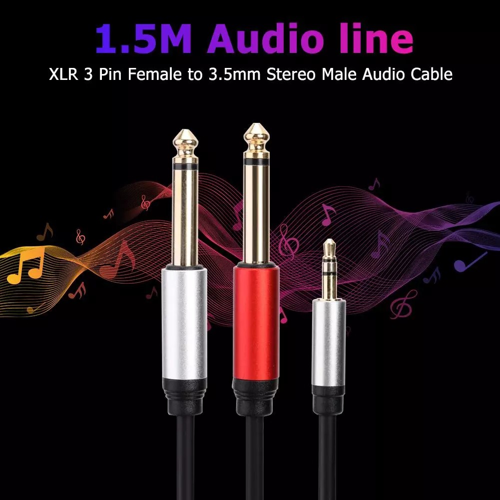 Dây Cáp Chuyển Đổi Âm Thanh Từ Giắc 3.5mm Sang 6.35mm Dài 1.8m Cho Pc / Máy Trộn 3.5-2 Jack 6.5 Mono