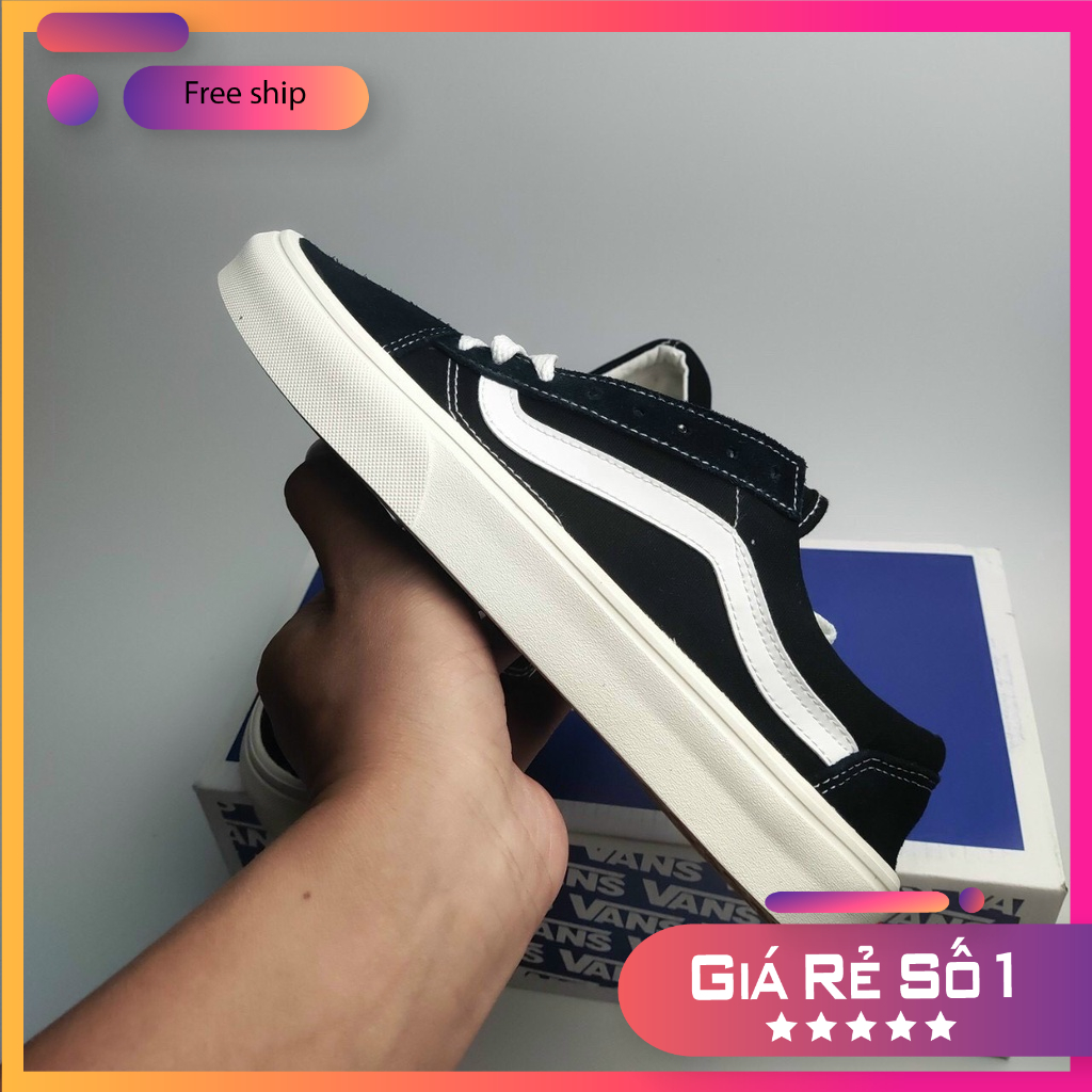 Giày 𝐕𝐚𝐧𝐬 𝐎𝐥𝐝 𝐒𝐤𝐨𝐨𝐥 - Giày Sneaker 𝐕𝐚𝐧𝐬 Đen kẻ trắng nhung nỉ cao cấp nam nữ