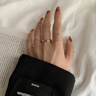 Set nhẫn kim loại thiết kế đơn giản thanh lịch cho nữ