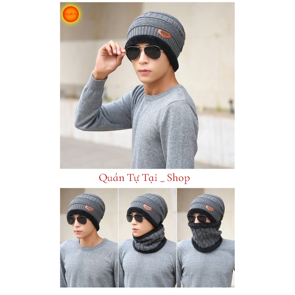 Mũ len Nam, kiểu dáng hàn quốc, lót nỉ ấm áp freesize - Quà tặng mùa đông