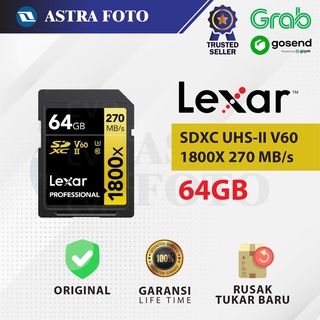 Thẻ nhớ lexar 64gb 1800x sdxc uhs-ii v60 dung lượng tối đa 64gb