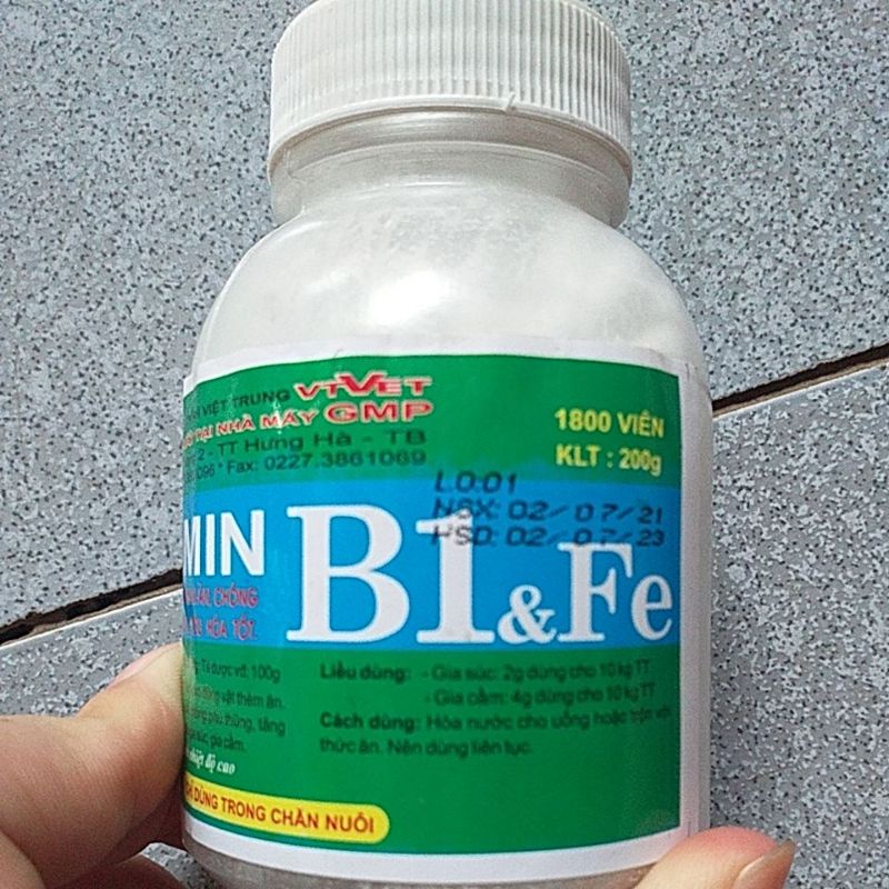 vitamin b1 sắt , b1 fe thú y lợn gà vịt ngan chó mèo chim gà đá chọi for pet, k.ích thí.ch th.èm ă.n