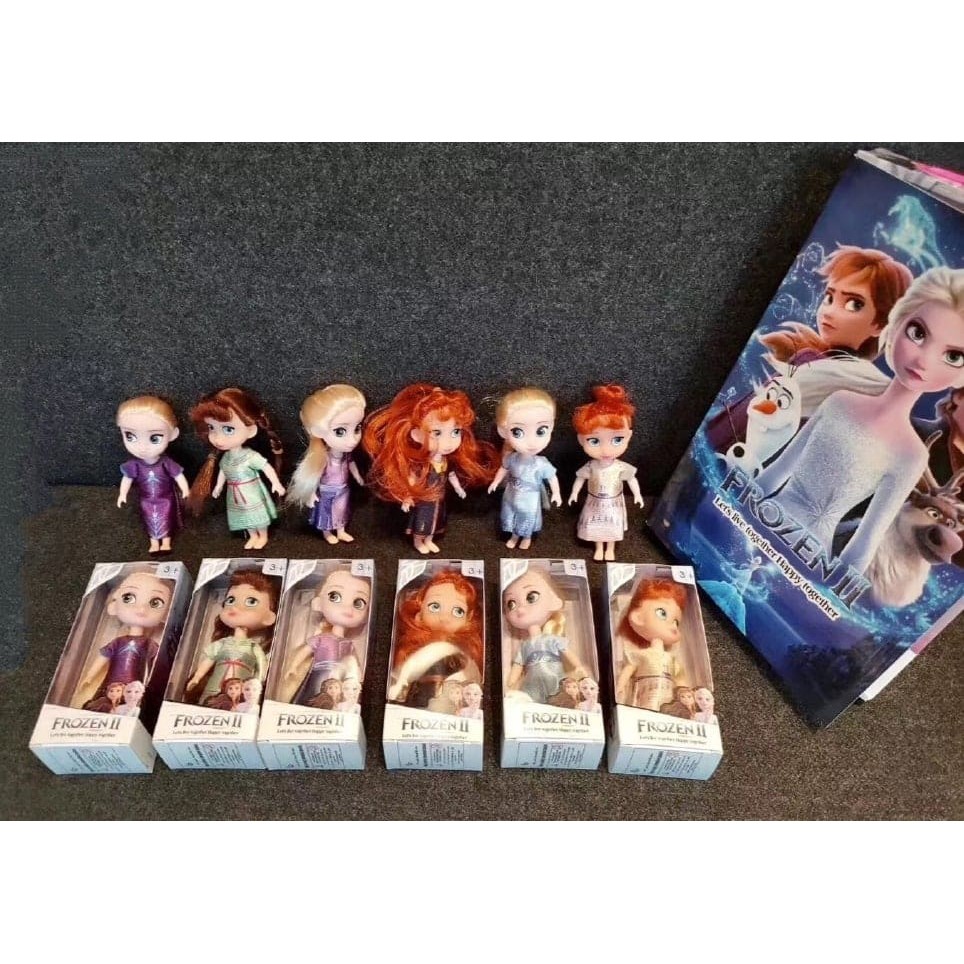 Combo búp bê Nữ hoàng Băng giá Frozen gồm 6 búp bê công chúa Elsa và Anna kèm hộp mở nắp cao cấp