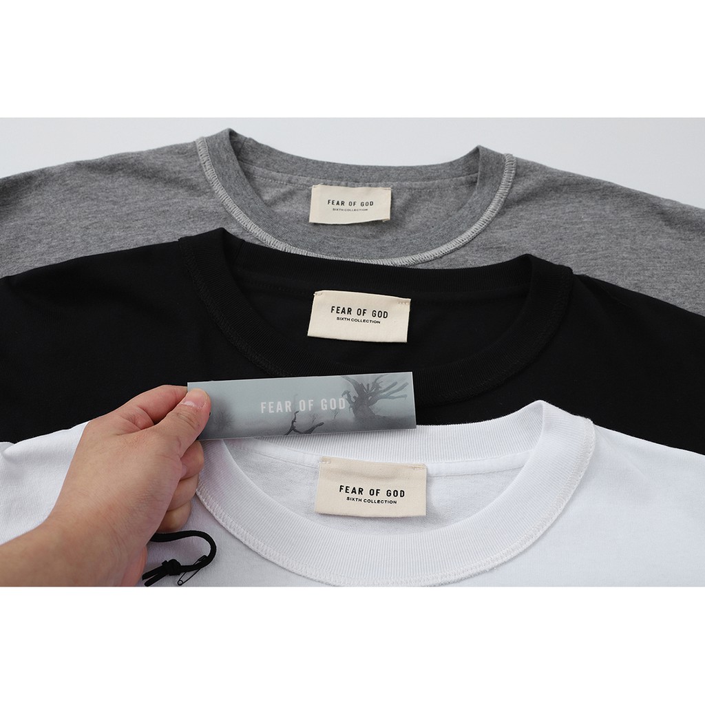 FEAR OF GOD Double Line Letter Print Loose All-match Short Sleeve T-Shirt
