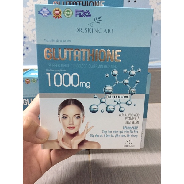 Viên uống trắng da Glutathione 1000mg mịn da cam kết hiệu quả sau 1 tháng