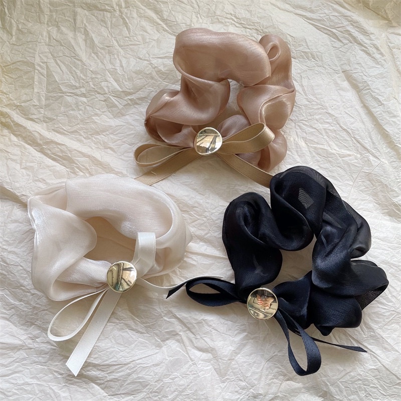 Cột tóc dây buộc tóc voan óng đính mặt sang trọng C17