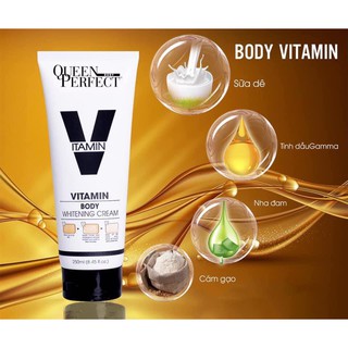 Kem body dưỡng trắng da - body tái tạo da đều màu - body cấp ẩm, chống nắng và make up da QUEENPERFECT