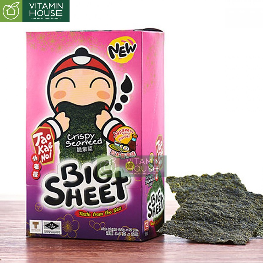 Hộp 12 Snack Rong biển TaoKaeNoi Big Sheet 3.2g [Vitamin House]