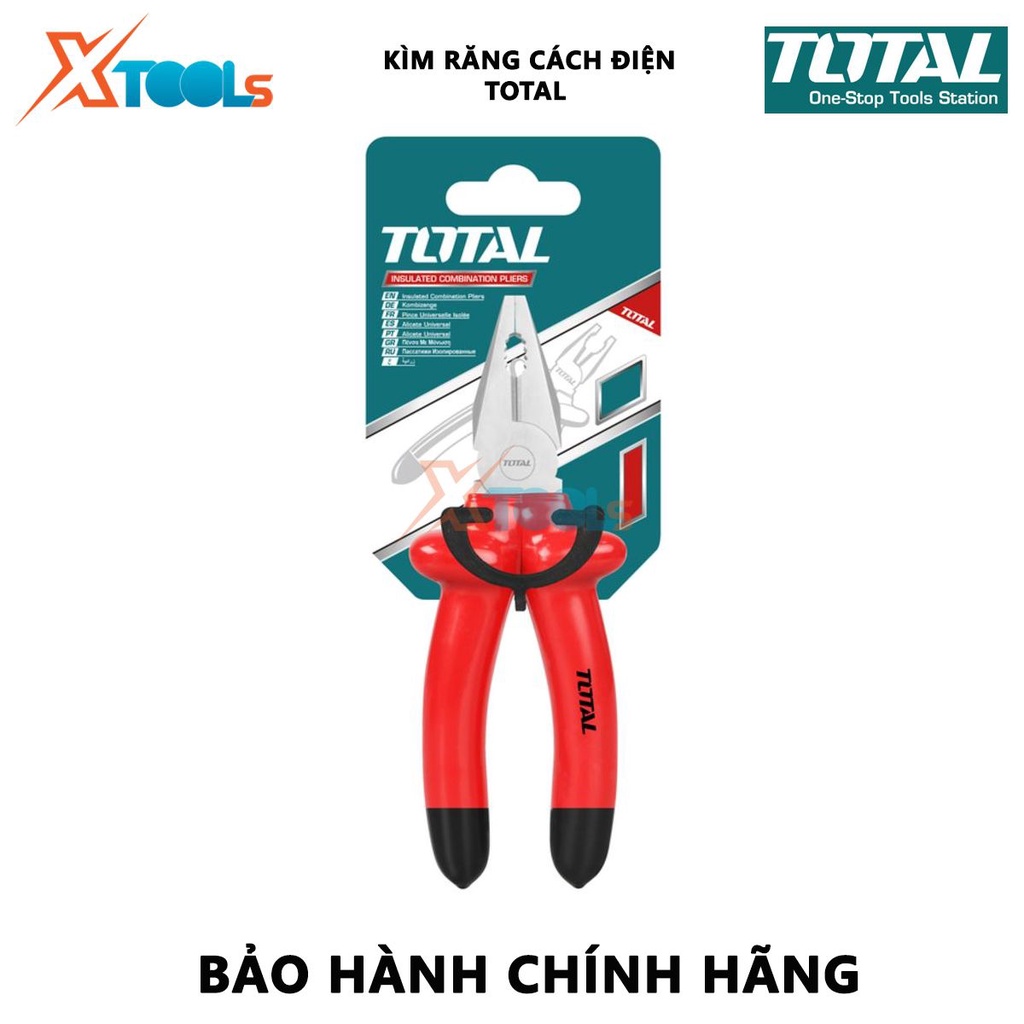 Kềm răng cách điện TOTAL |  kềm cách điện Size:7&quot;/180mm Kiểm tra 10000V dùng để kẹp, cắt vặn, quấn, tháo các chi tiết, d