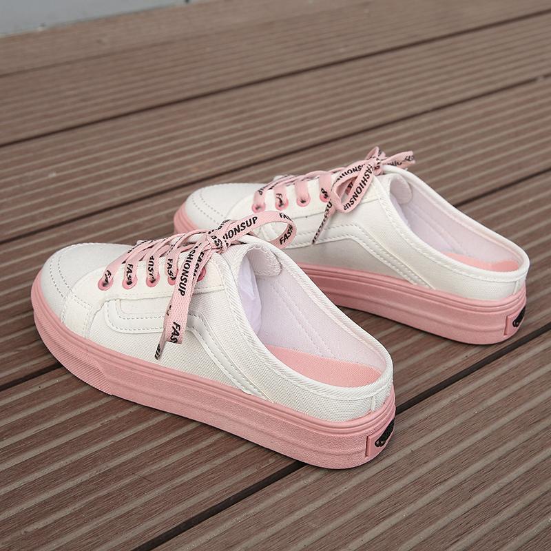 Giày Vải Canvas Không Gót Phong Cách Harajuku Hàn Quốc Dễ Phối Đồ Thời Trang Mùa Hè Cho Nữ Size 35-39