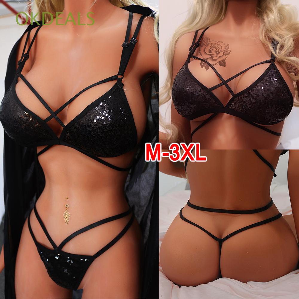 [Mã FAMAYWA giảm 10K đơn 50K] Set đồ lót/quần lót đính sequins gợi cảm cho nữ