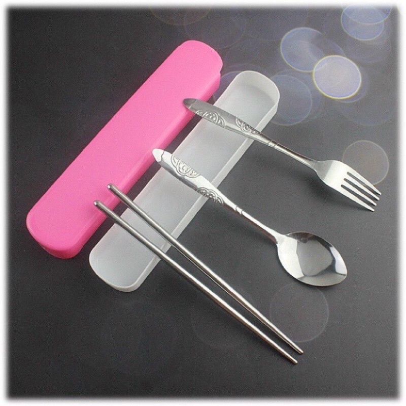 [Siêu Rẻ] Hộp Thìa Đũa Văn Phòng Bộ Thìa Đũa Nĩa Inox Tiện Lợi An Toàn