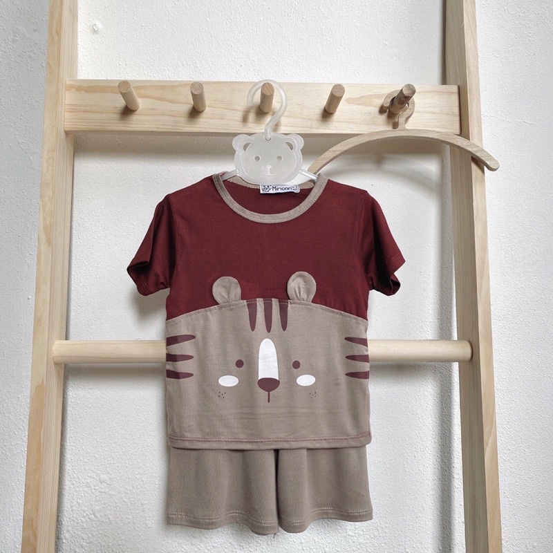 Bộ quần áo cộc tay hoạ tiết Tai Thú Mimonri (chất thun lạnh) cho bé