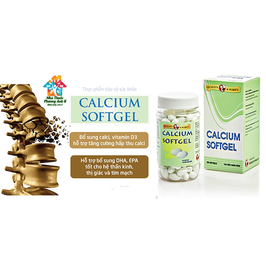 Viên uống Calcium Softgel Chai 100v | Thế Giới Skin Care