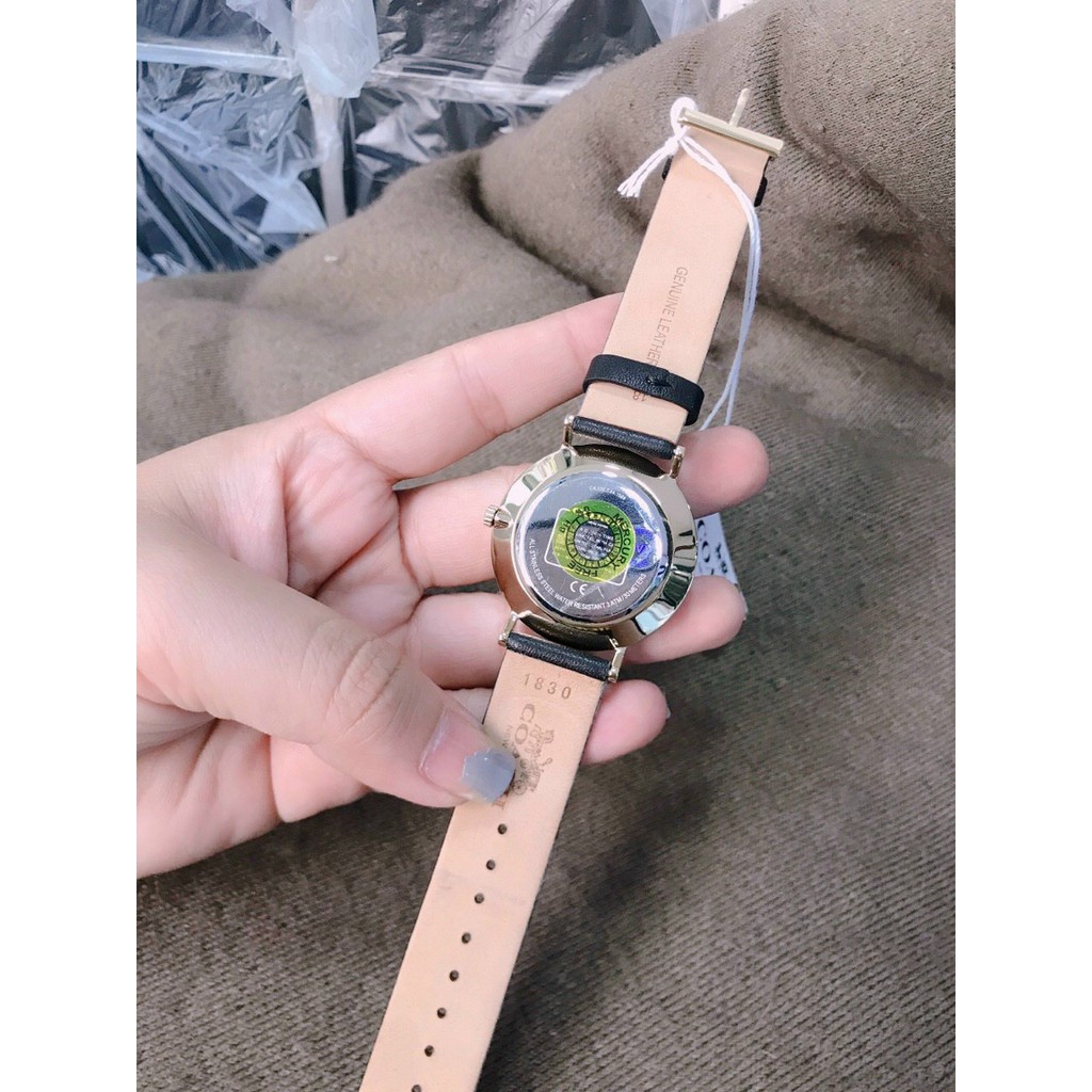 ĐỒNG HỒ NỮ COACH HÌNH NGÔI SAO /MẶT TRĂNG , DÂY DA MÀU ĐEN , SIZE 36MM