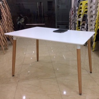 Bàn Eames Chữ Nhật Chân Gỗ Nhập Khẩu 80x120cm