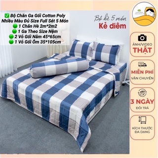 Bộ Chăn Hè Ga Gối Cotton Poly Combo 5 Món - Nhiều Mẫu Lựa Chọn ,Đủ Kích Thước Size Nệm
