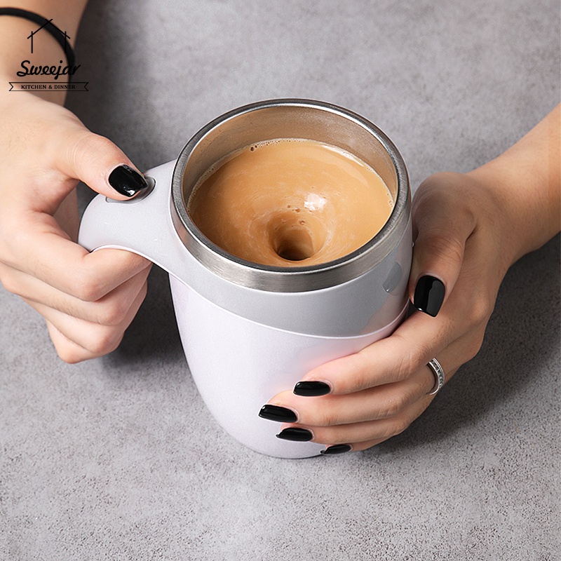 Sweejar Cốc Khuấy Cà Phê Tự Động Thông Minh Bằng Thép Không Gỉ 304