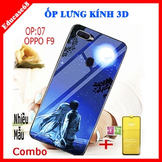 COMBO ốp lưng KÍNH 3D OPPO F9 SANG TRỌNG, TRẺ TRUNG (TẶNG KÈM 1 kính cường lực FULL màn hình) Educase68