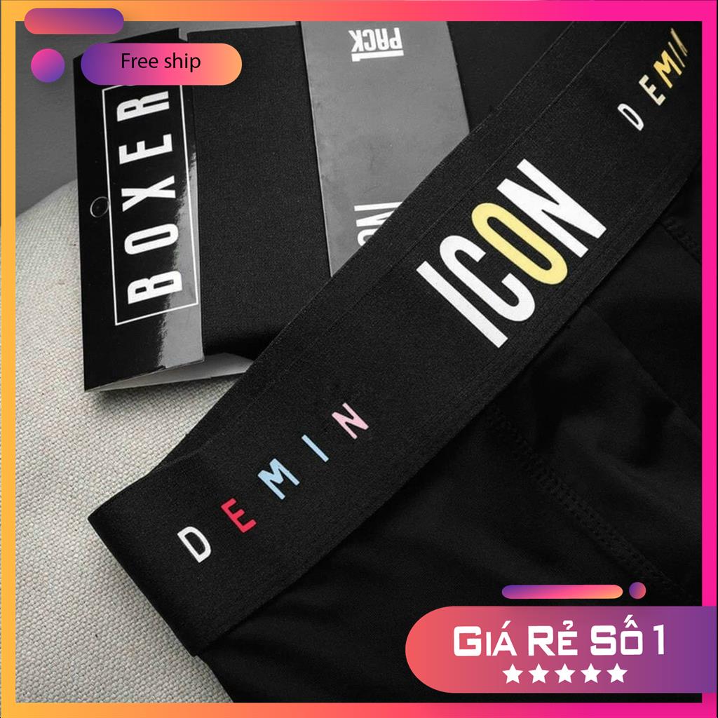 Quần lót nam boxer, quần sịp ICON (bản chữ màu đặc biệt) - Chất thun lạnh cực thoáng mát, co dãn 4 chiều MSP34579