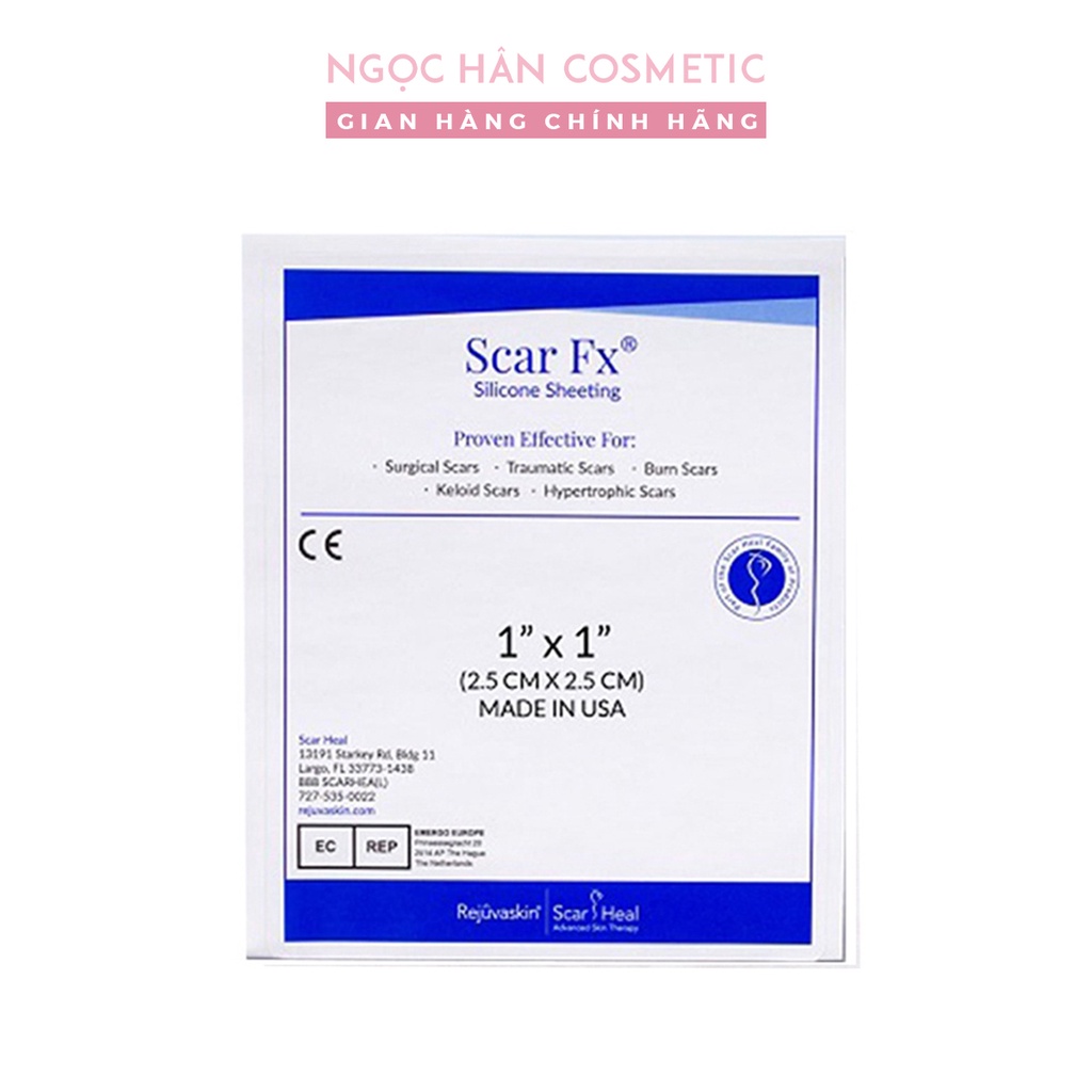 Miếng dán hỗ trợ xóa mờ sẹo lồi, sẹo phì đại Rejuvaskin Scar FX - 1&quot;x22