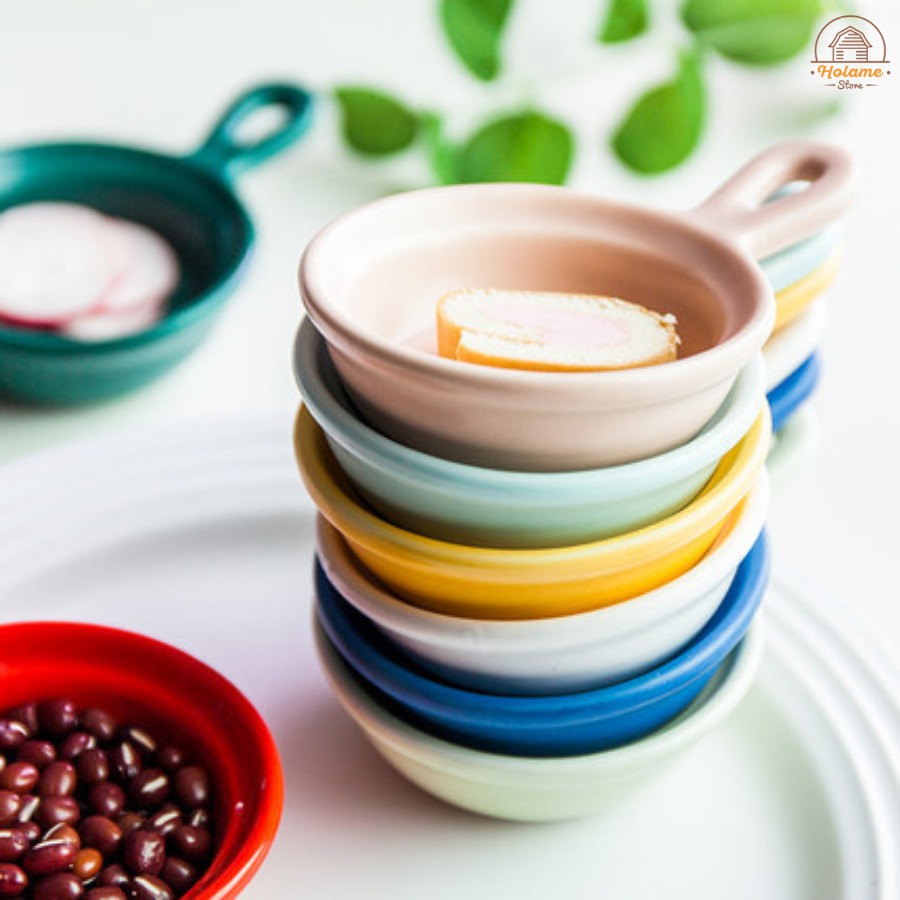 Bát gia vị, bát nước chấm có tay cầm viền cách điệu– nhiều màu sắc – dùng cho bàn ăn và decor