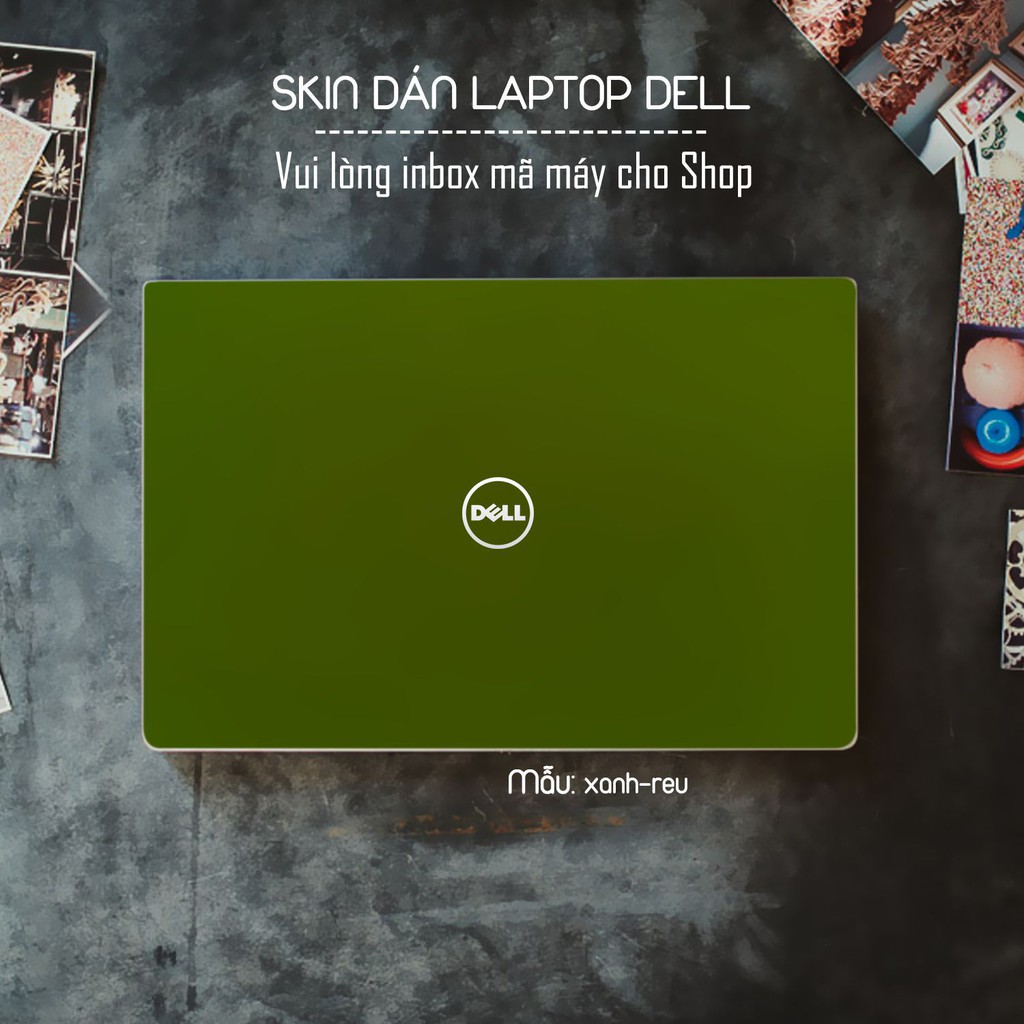 Skin dán Laptop Dell màu Chrome xanh rêu (inbox mã máy cho Shop)