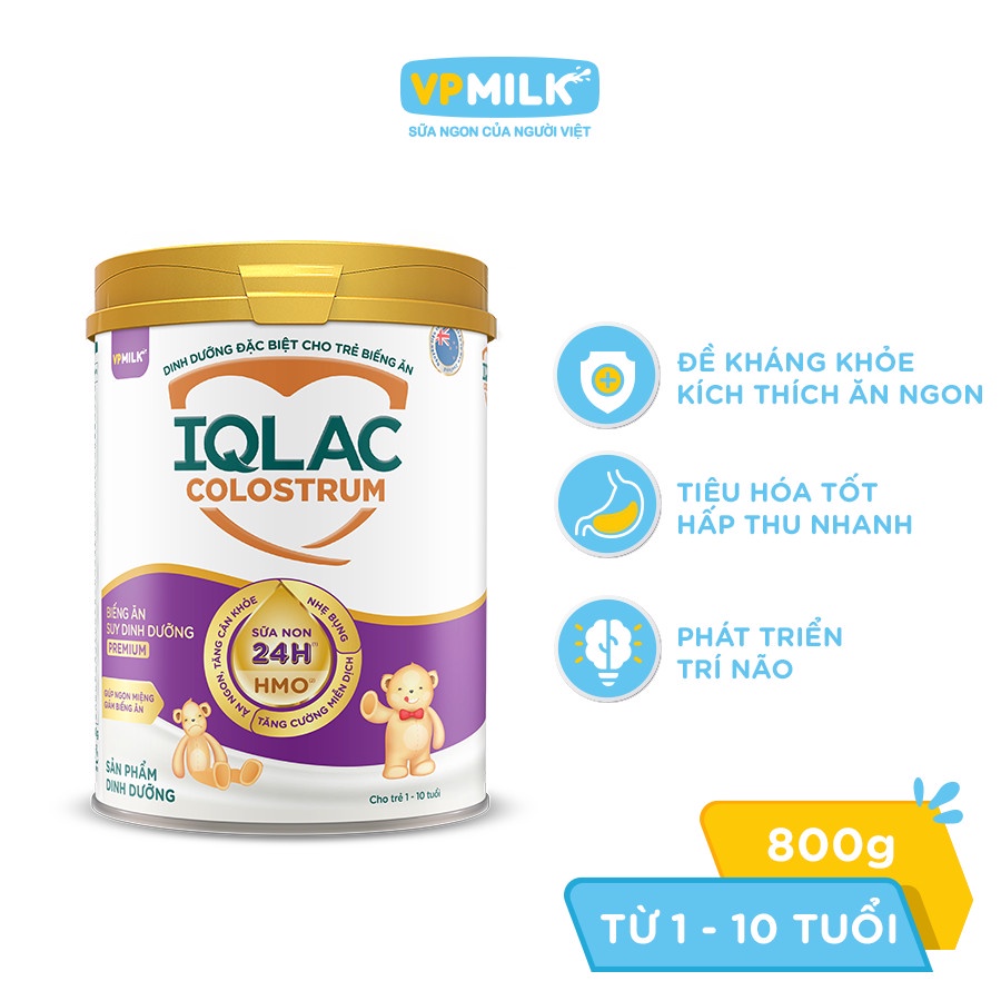 Sữa bột IQLac Colostrum biếng ăn, suy dinh dưỡng premium 800g