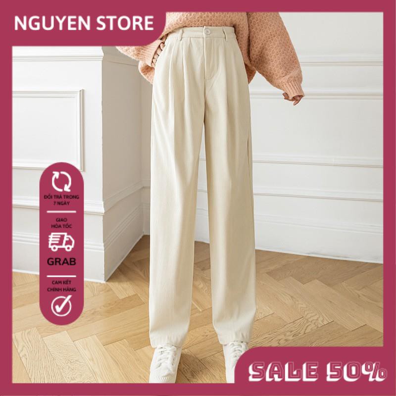 Quần Nhung Nữ Ống Rộng, Quần Ống Suông Nữ Kéo Khóa Trước Thun Sau Chất Nhung Tăm Nhiều Màu, Đủ Size, Siêu Tôn Dáng Cho B | BigBuy360 - bigbuy360.vn