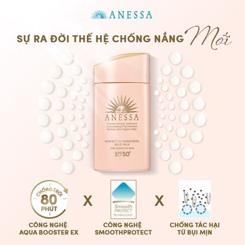 Kem Chống Nắng Dạng Sữa Chống Trôi, Dưỡng Ẩm Dịu Nhẹ Anessa Perfect UV Sunscreen Skincare Milk SPF50+/PA++++