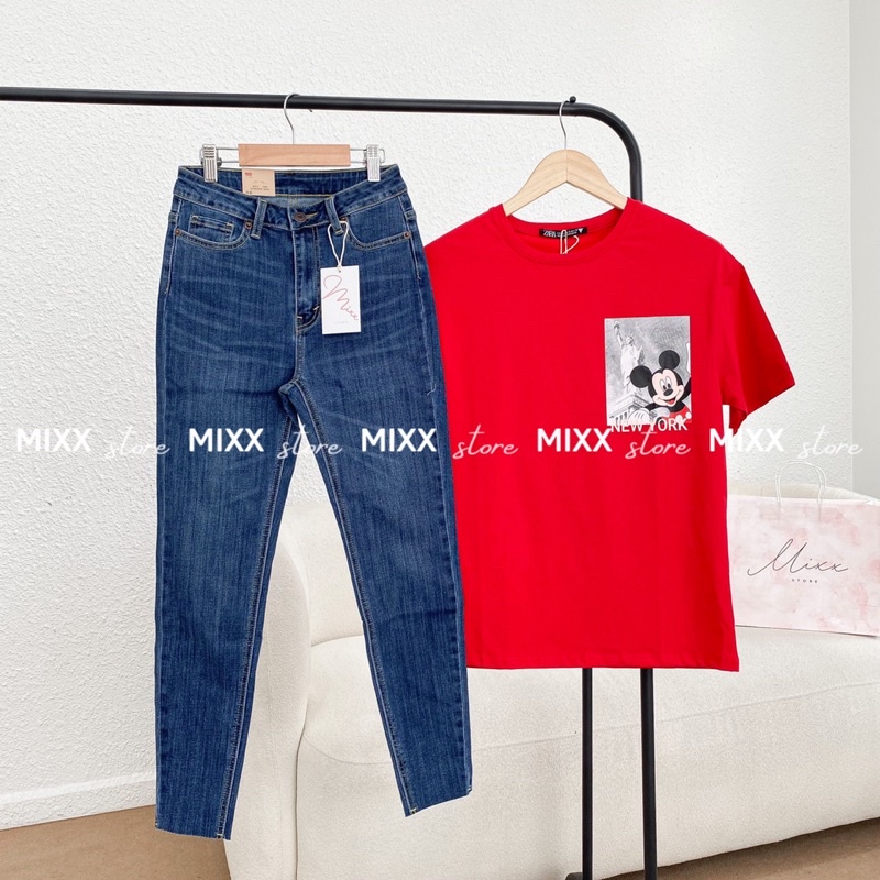 Quần Jean Nữ Skinny lưng cao lai cắt chất co giãn thoải mái phom 9 tấc chuẩn đẹp xịn