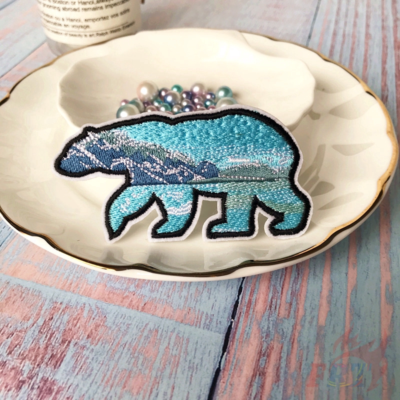 ☸ Ins - Blue Ocean : Bear / Whale / Lung Iron-on Patch ☸ 1Pc/4Pcs DIY Sew on Iron on Badges Patches