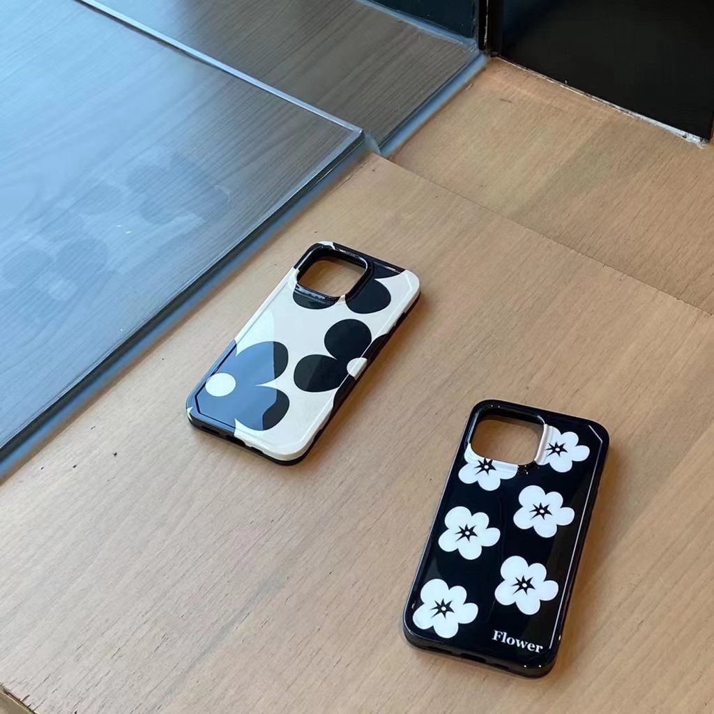 Ốp Điện Thoại tpu Mềm Họa Tiết Hoa Trắng Đen 13promax Cho iPhone 13 13pro 11 11PROMAX 12 12PRO 12PROMAX X XR XS XSMAX