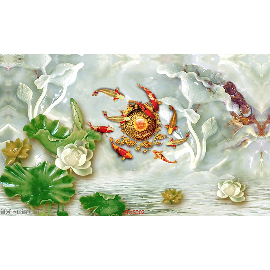 ⚡️XẢ KHO⚡️ size bé  tranh đơn CỬU NGƯ QUẦN HỘI/AO SEN cao cấp Treo Tường Tráng gương trang trí phòng khách