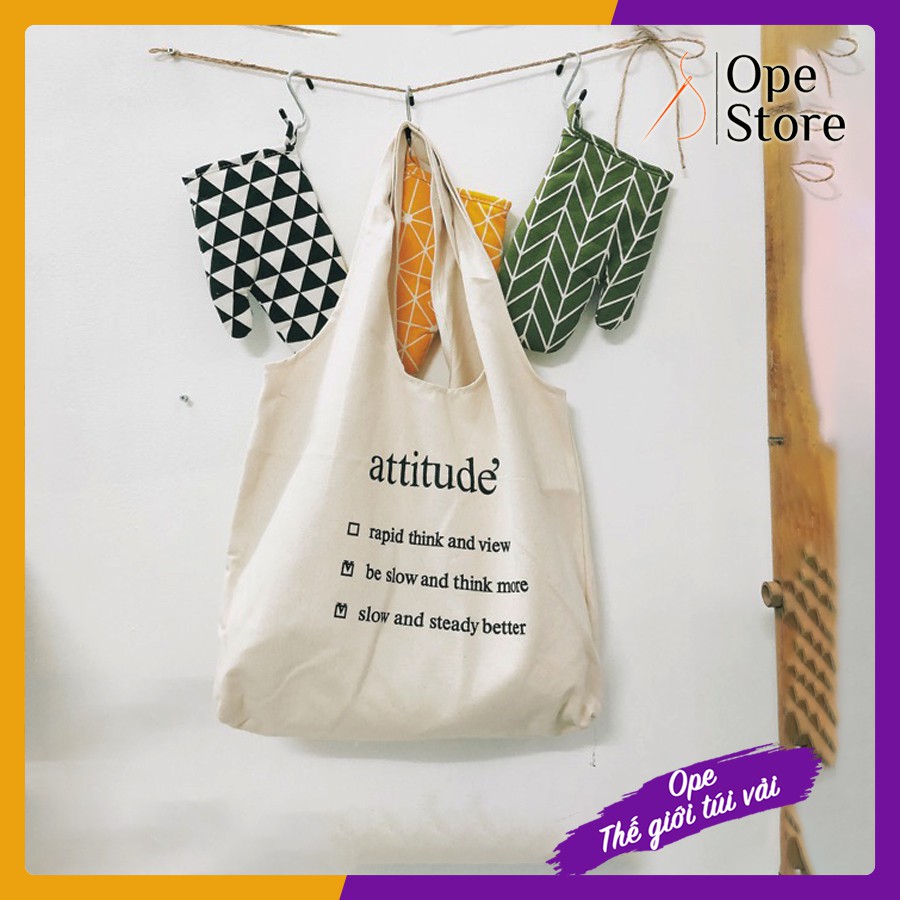 Túi Tote Attitude Canvas Đeo Vai ( ảnh thật tự tay chụp )