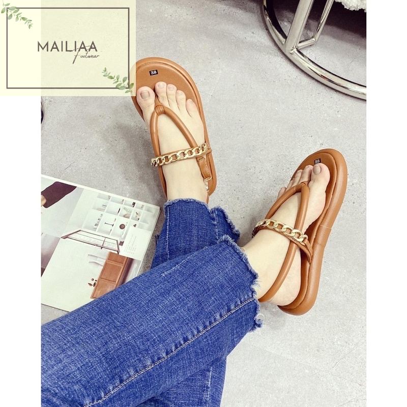 Sandal nữ xỏ ngón MAILIAA đế xuồng 3 phân quai gắn xích đi biển, đi chơi, đi du lịch