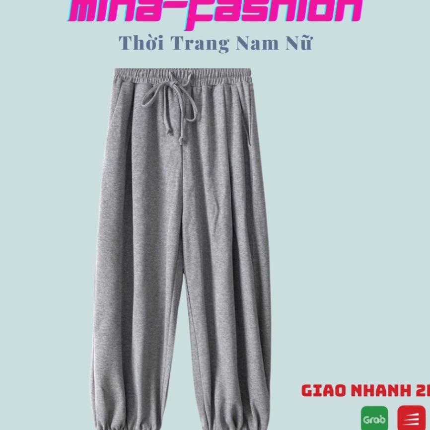 HCM️⚡ Quần Baggy Thun Dành Cho Nam Nữ Hottrend Siêu Cá Tính Mới Nhất Màu Xám Và Đen Mina-Fashion