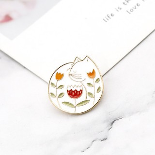Cute Cat lily Brooch Garment Bag Accessories