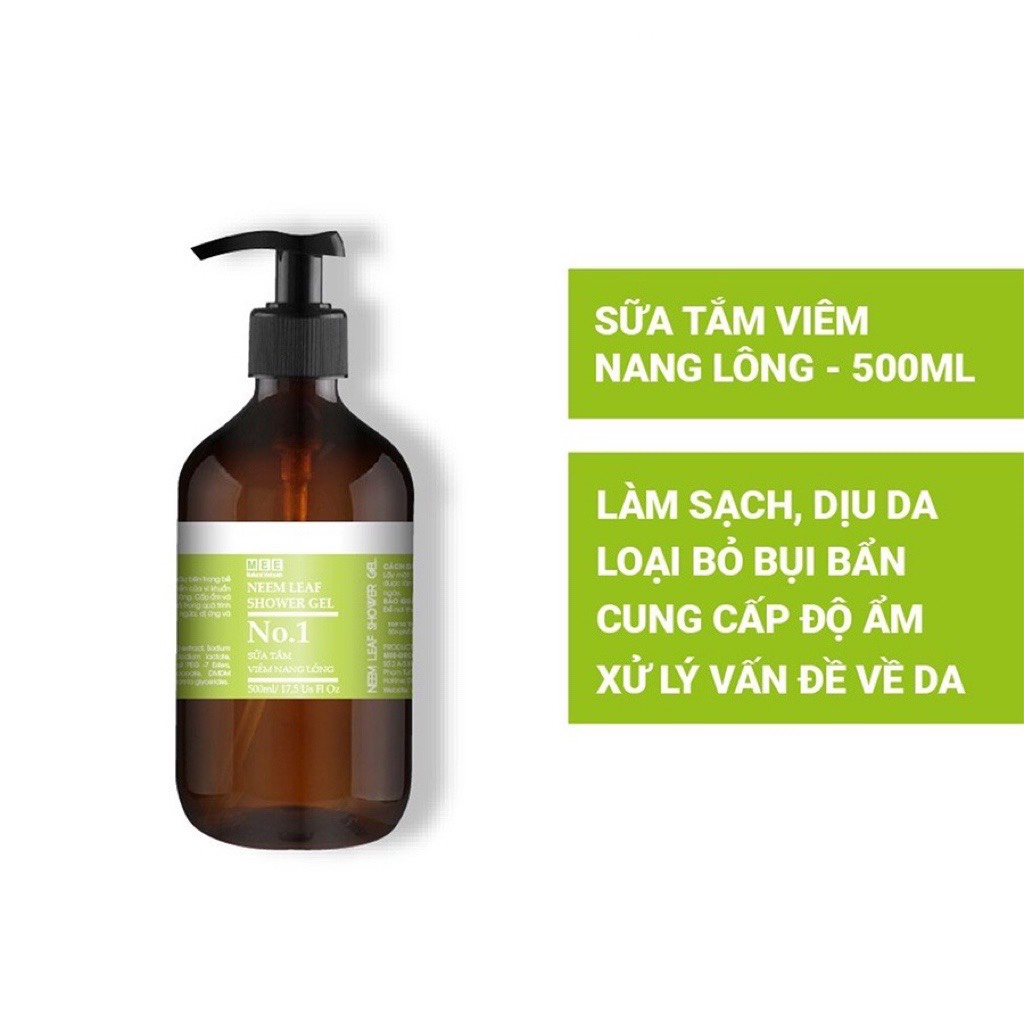 Xịt viêm nang lông 50ml + Sữa tắm viêm nang lông 500ml - Bộ liệu trình chuyên viêm nang lông Mee Natural