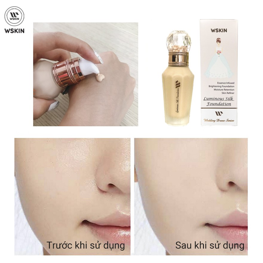 KEM NỀN BB FOUNDATION TÔNG TỰ NHIÊN #01 & TÔNG SÁNG TRẮNG #02 - WSKIN Luminous Silk Foundation 50ML