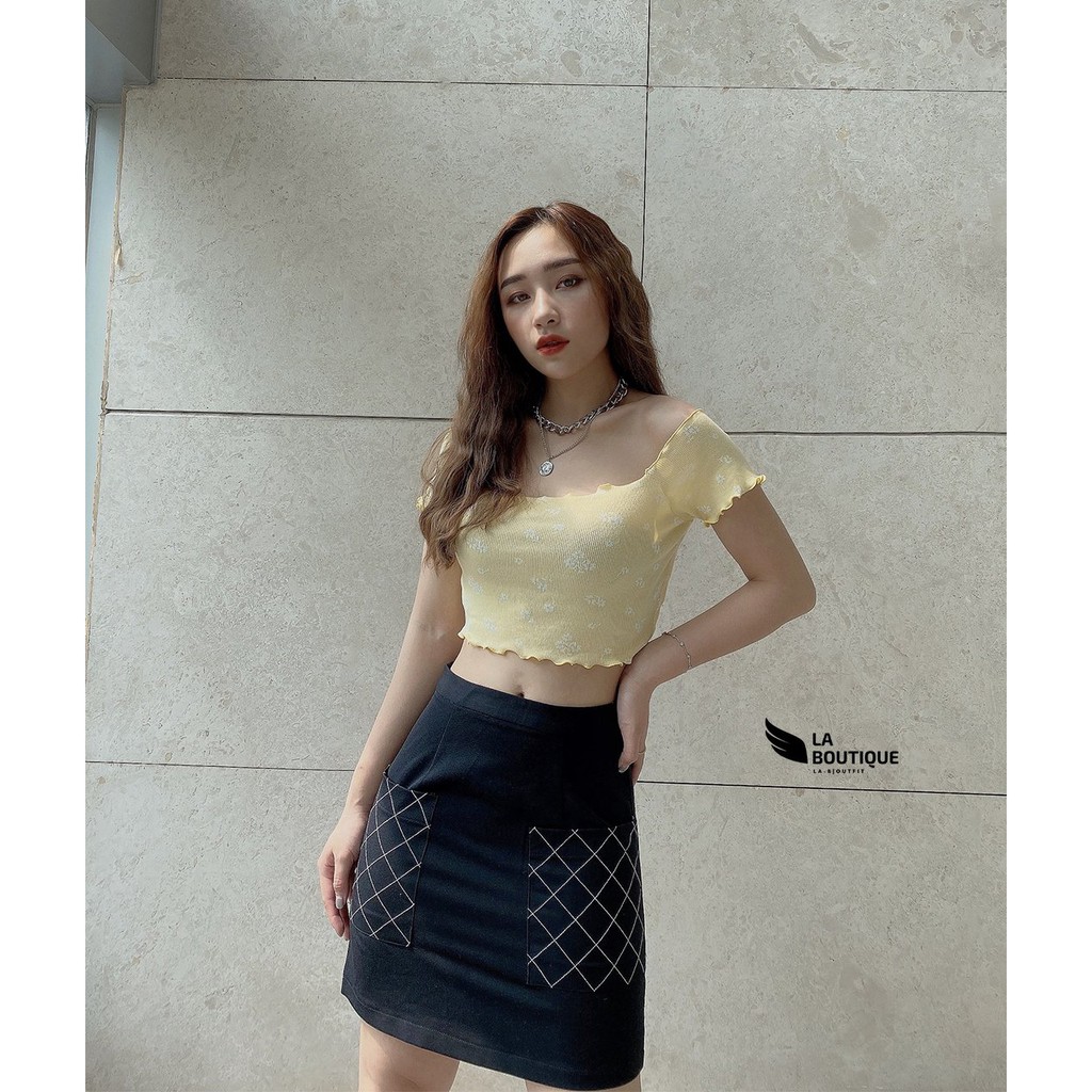 Chân Váy Ngắn Form Chữ A Màu Đen Túi Thêu LA BOUTIQUE | BigBuy360 - bigbuy360.vn