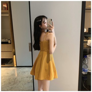 [Sẵn đen - S] [Feacback phía sau] Váy 2 dây đen xòe công chúa