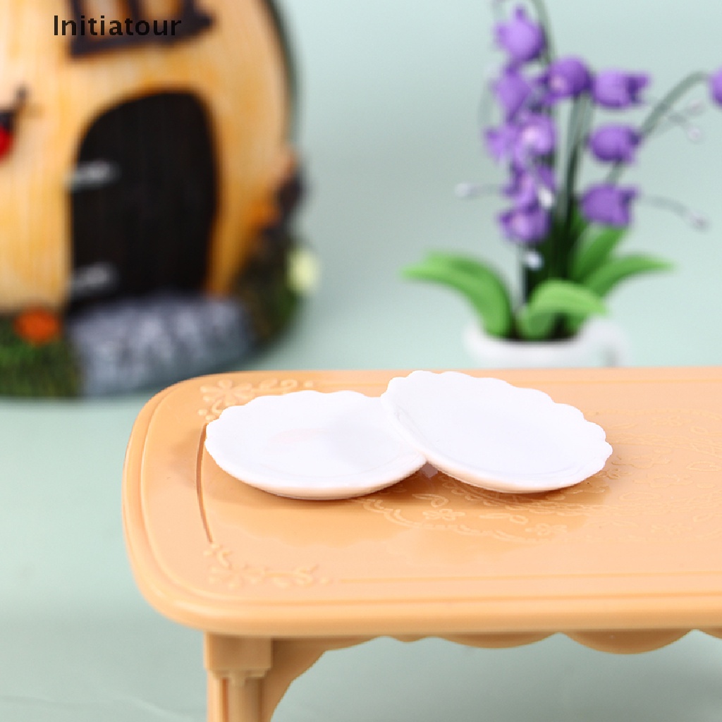 Set 2 Đĩa Sứ Đựng Món Tráng Miệng 1: 12 Dùng Trang Trí Nhà Búp Bê
