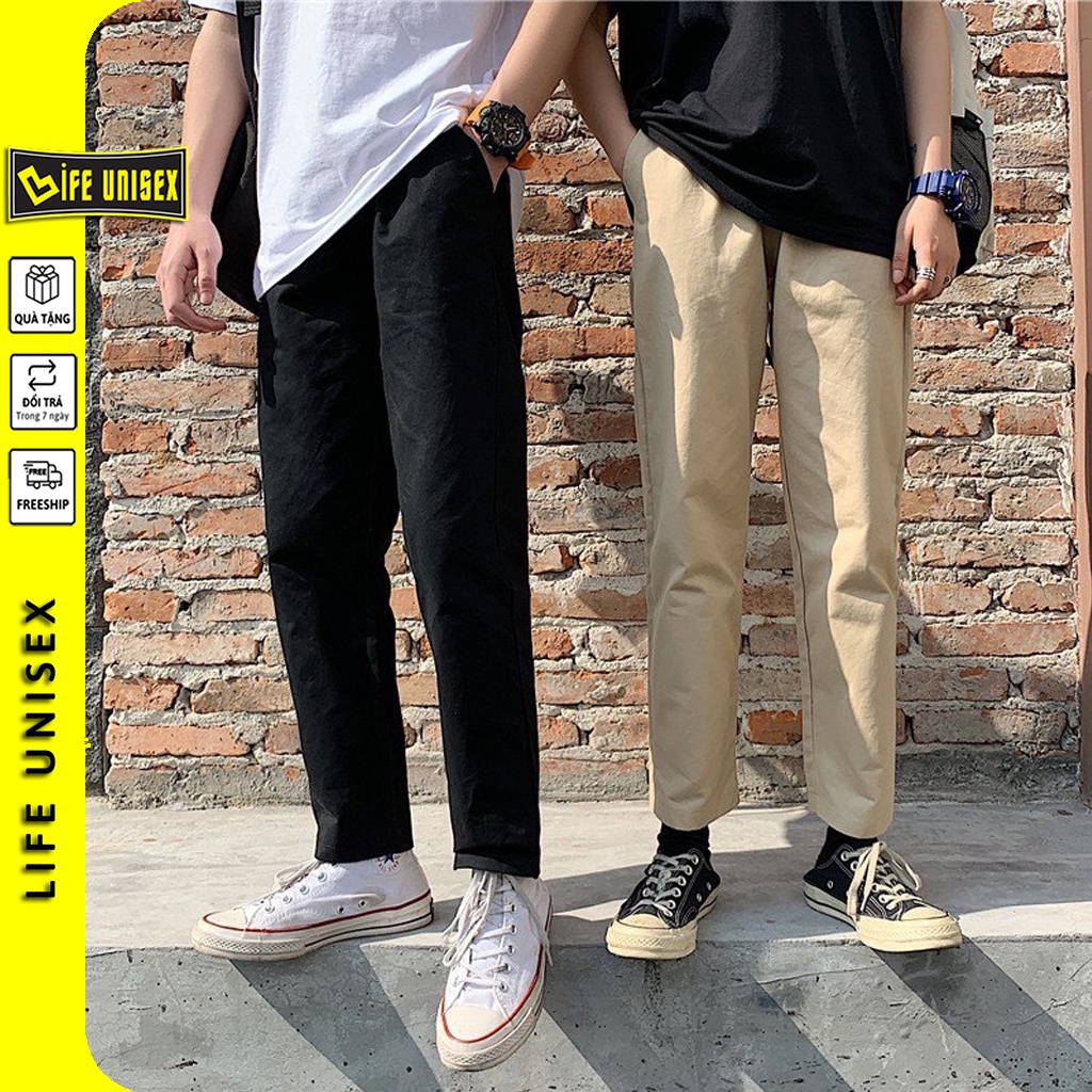Quần Kaki Nam Nữ Unisex vải loại 1 co giản quần Baggy kaki ống rộng suông
