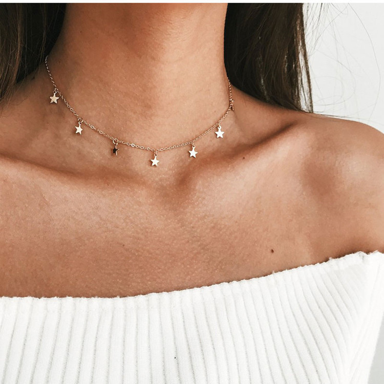 Vòng Cổ Choker Nhiều Lớp Mặt Hình Bướm Và Ngôi Sao Phong Cách Boho Cổ Điển