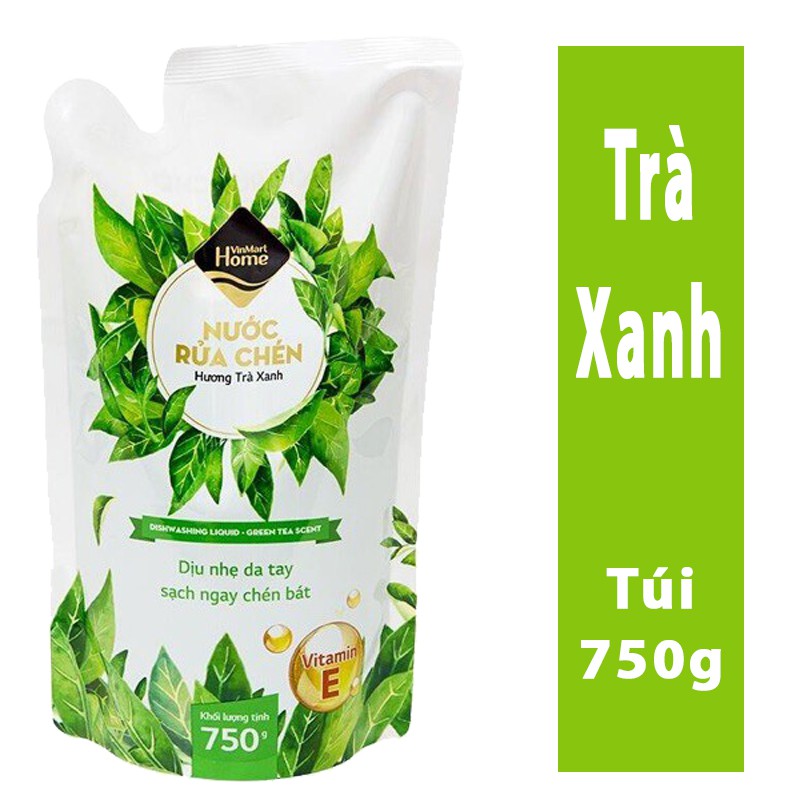 Bộ 3 túi nước rửa chén VinMart Home Trà Xanh 750g