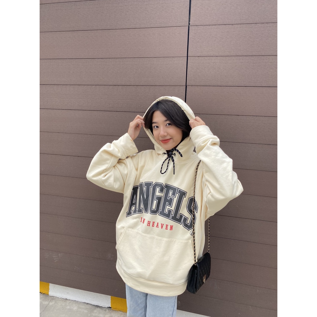 Áo Khoác Hoodie AngelLand ANGELS IN HEAVEN Màu KEM Chính hãng Nỉ Bông [AIC]