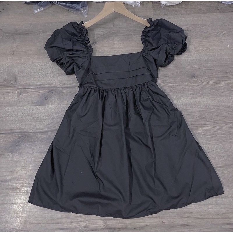Váy đầm babydoll tay phồng dáng ngắn xoè cột nơ sau lưng phong cách ulzzang style MS004